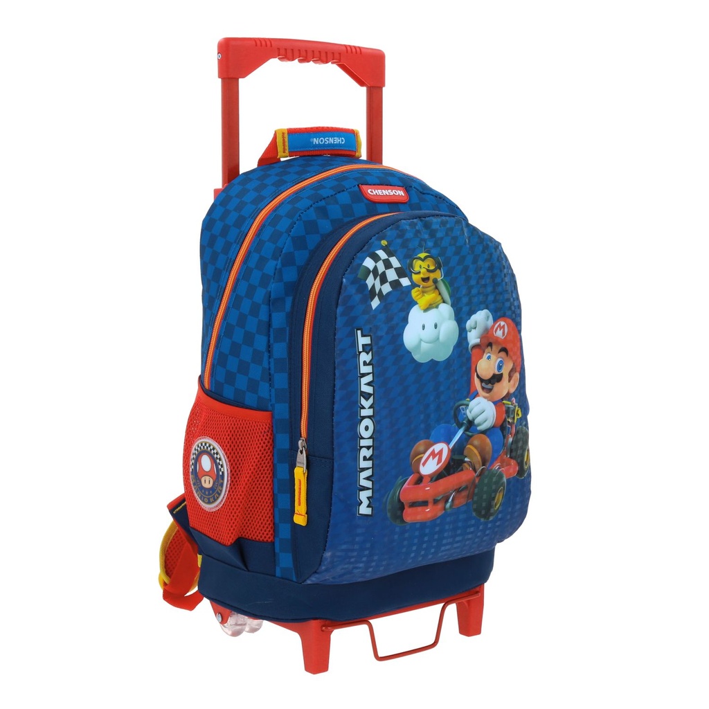 Mochila Con Rodos Grande Azul Mario Bros Gokar