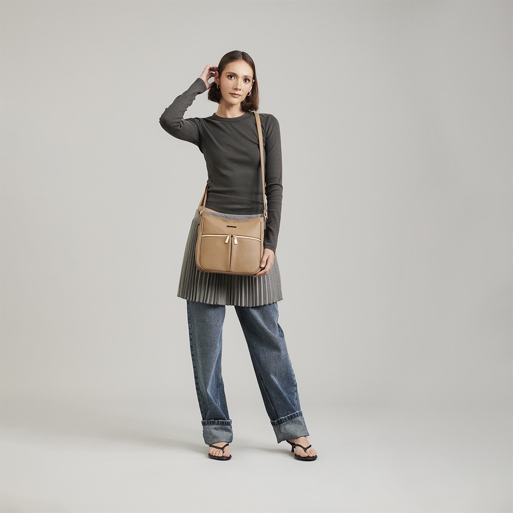Bolso Tipo Bandolero Taupe Madison Malana