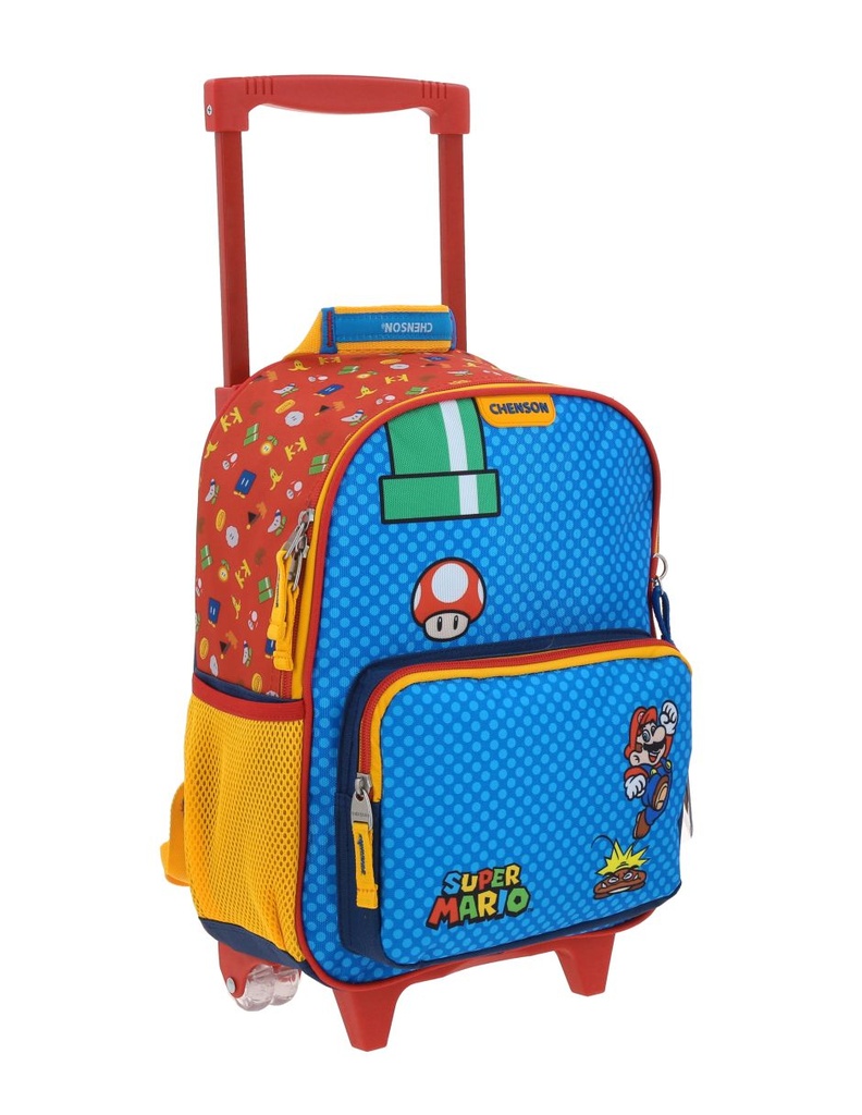 Mochila Con Ruedas Azul Mario Bros Chenson Onder