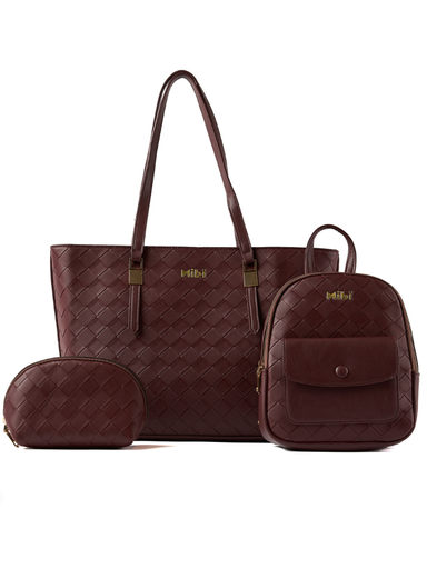 [MI-F034] Set Mibi De 3 Piezas Tinto Texturizado